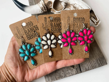 Squash Blossom Western Stone Stud Earrings - Chic Meadow Boutique 