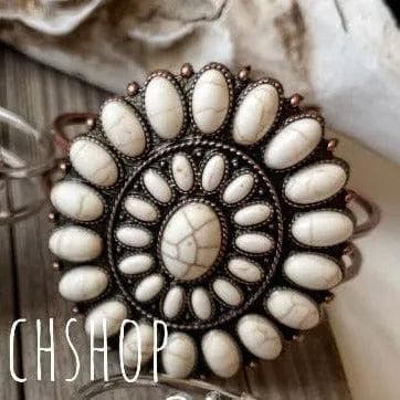 Jewelry White + Copper Flower Cuff  Bracelet