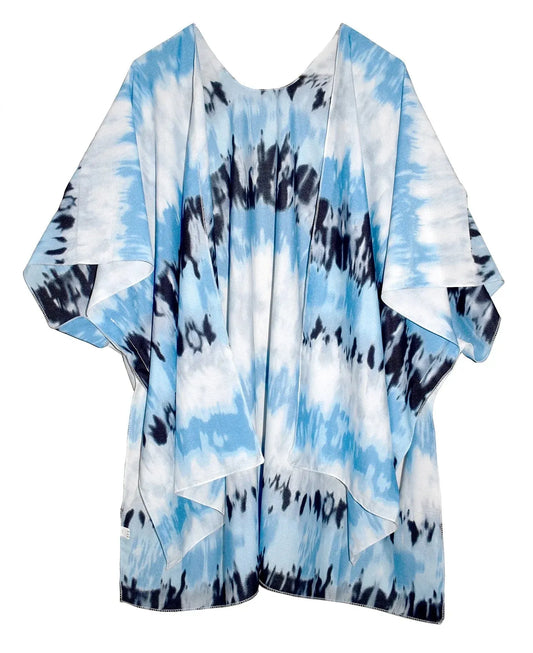 Blue Tye Dye Kimono Shawl - Chic Meadow Boutique 