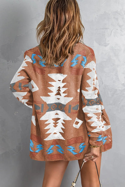 Brown Moraga Pocketed Aztec Cardigan - Chic Meadow Boutique 