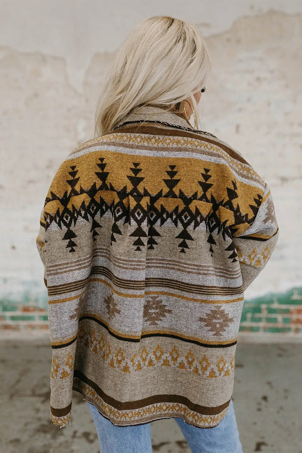 Brown Western Aztec Print Shacket - Chic Meadow Boutique 