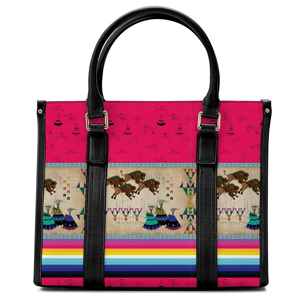 Buffalos Running Berry Convertible Hand or Shoulder Bag - Chic Meadow Boutique 