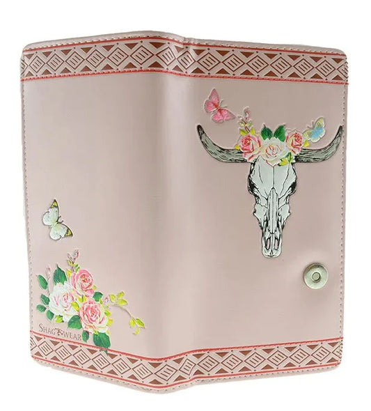 Bull Horns W/ Butterflies Wallet - Pink - Chic Meadow Boutique 