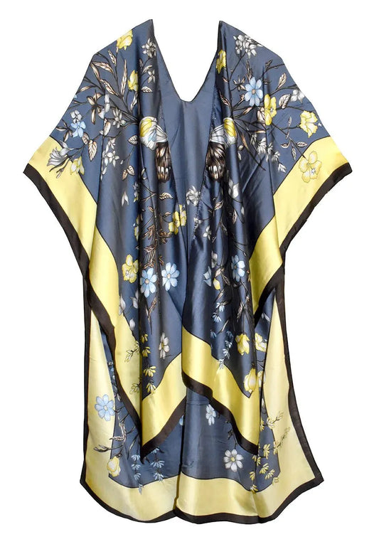 Butterfly Dark Grey/Yellow 35" Long Kimono Shawl - Chic Meadow Boutique