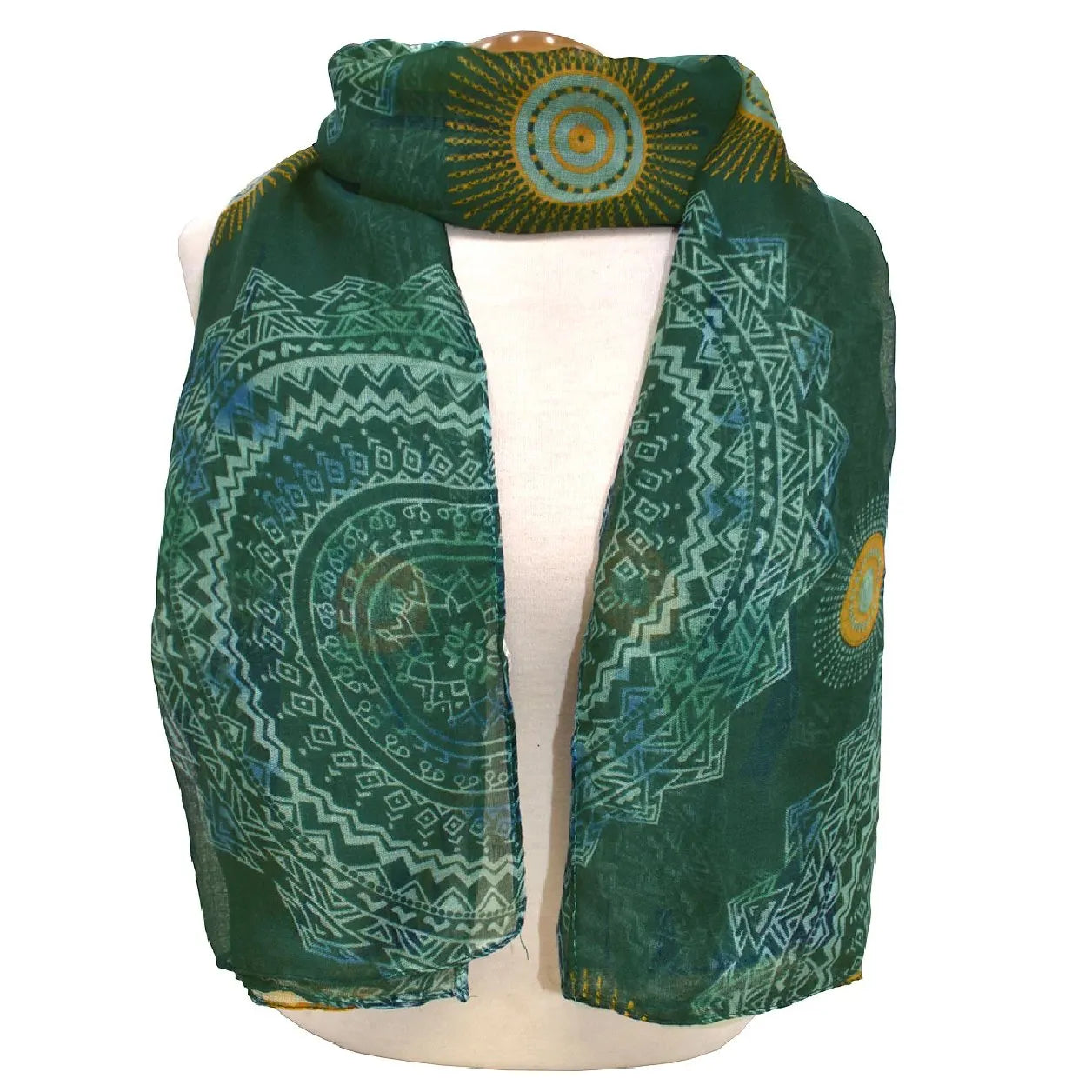 Dark Green Mandala Pattern Scarf - Chic Meadow Boutique 