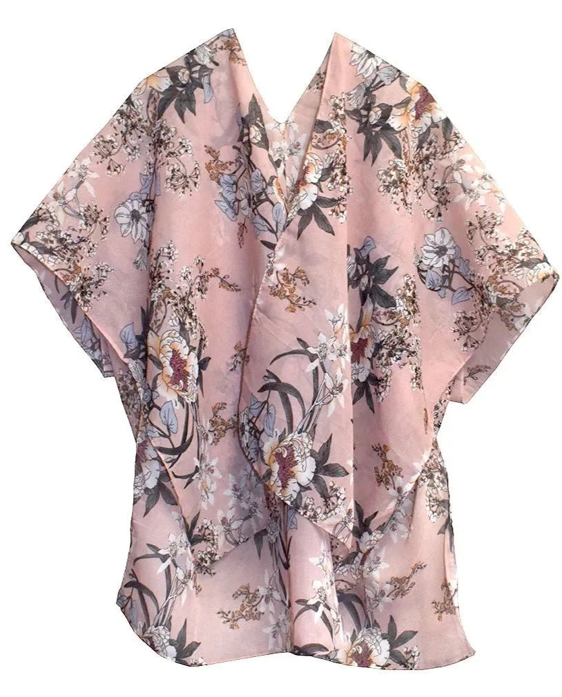 Floral Pink Kimono Shawl - Chic Meadow Boutique 