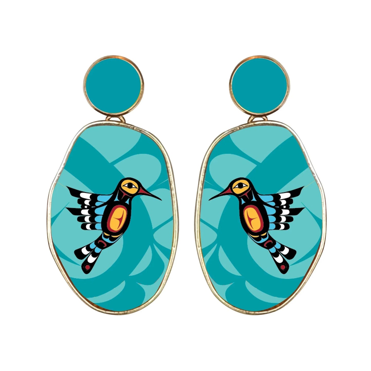 Francis Dick Hummingbird Vegan Leather Organic Earrings - Chic Meadow Boutique 