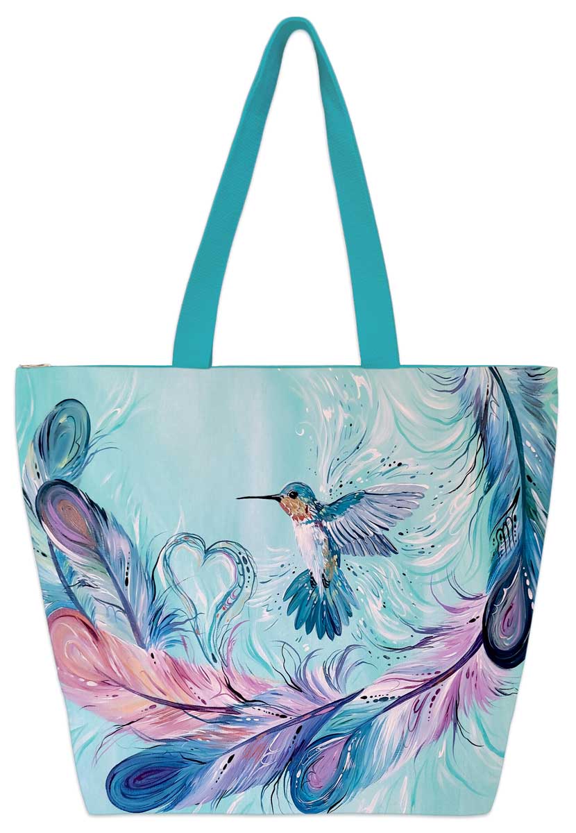 Hummingbird Feathers Tote Bag by Artist Joseph, Carla - Chic Meadow Boutique
