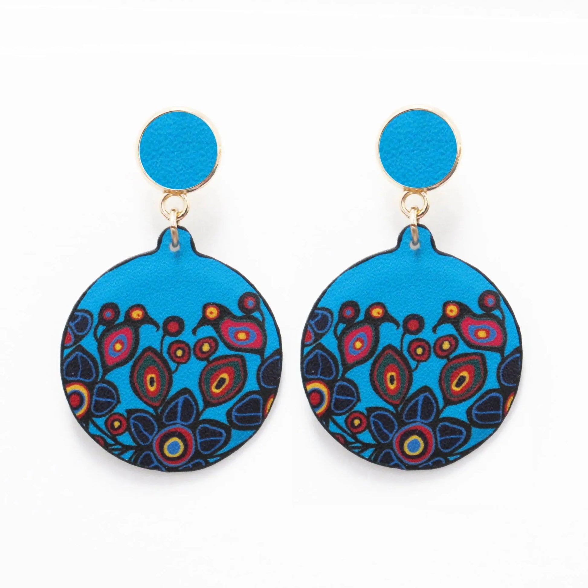 Norval Morrisseau Flowers and Birds Vegan Leather Earrings - Chic Meadow Boutique 