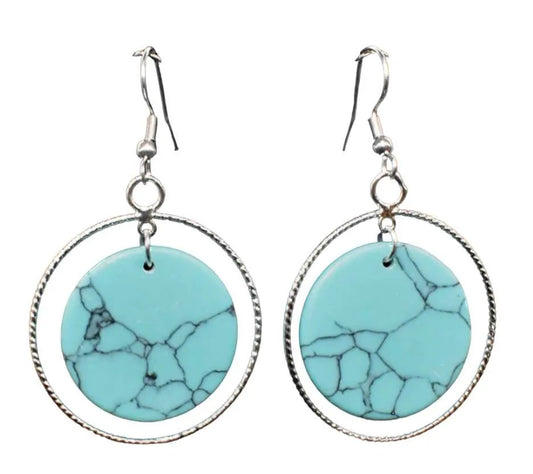 Semi-Precious Stone Hoop Earrings - Magnesite - Chic Meadow Boutique 