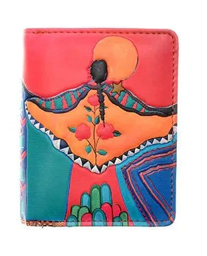 Small 'Embracing Brother Sun' Wallet with Zipper, Artisan Design by Lee Claremont - Chic Meadow Boutique 