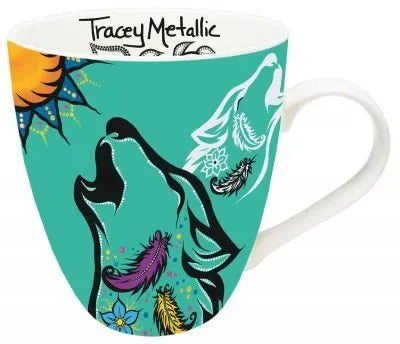 Spirit Wolf Indigenous Artistry 18 oz. Mug by Artist - Metallic, Tracey - Chic Meadow Boutique 