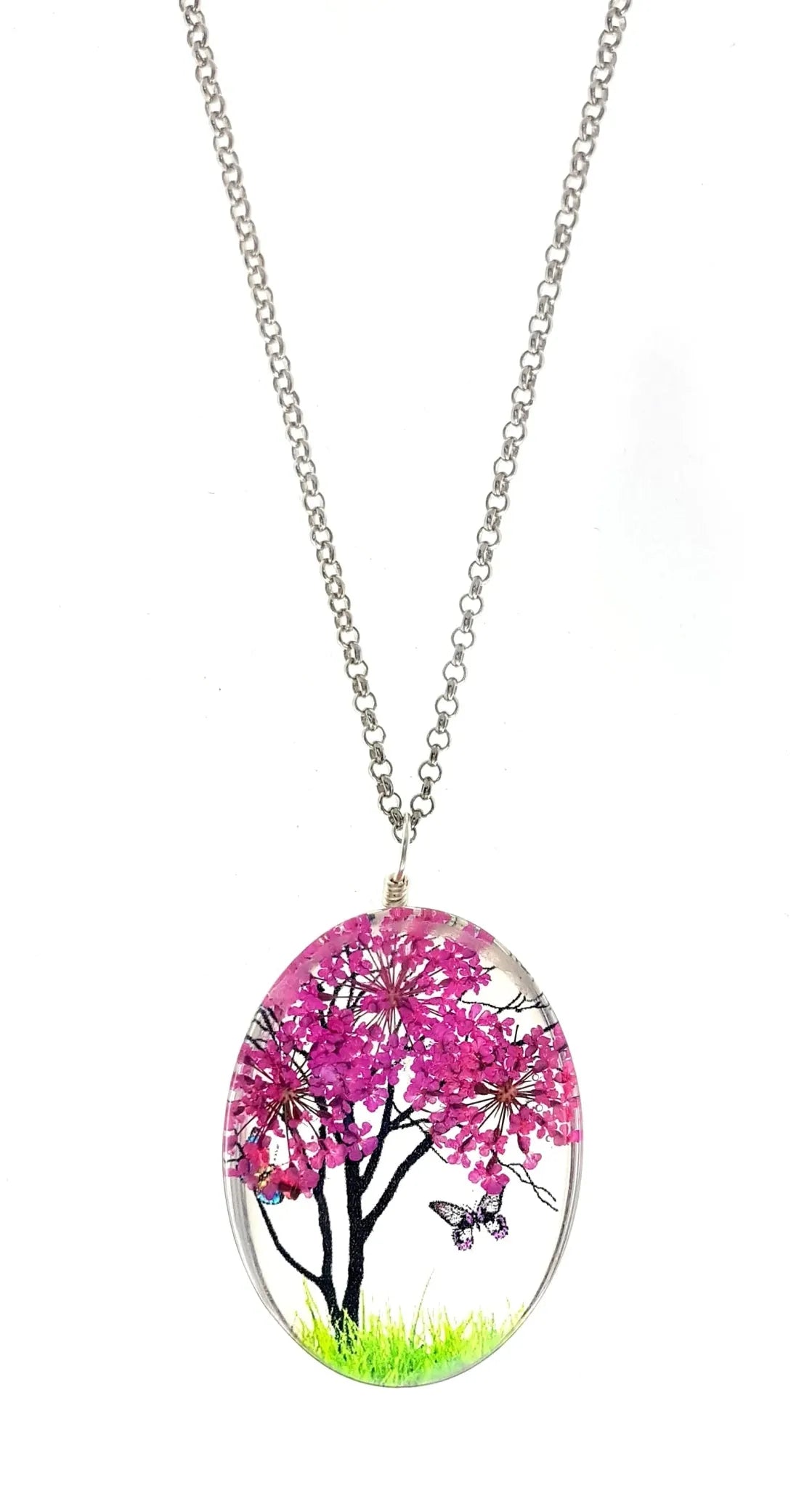 Springtime Serenade Tree & Butterfly Pendant Necklace - Chic Meadow Boutique 