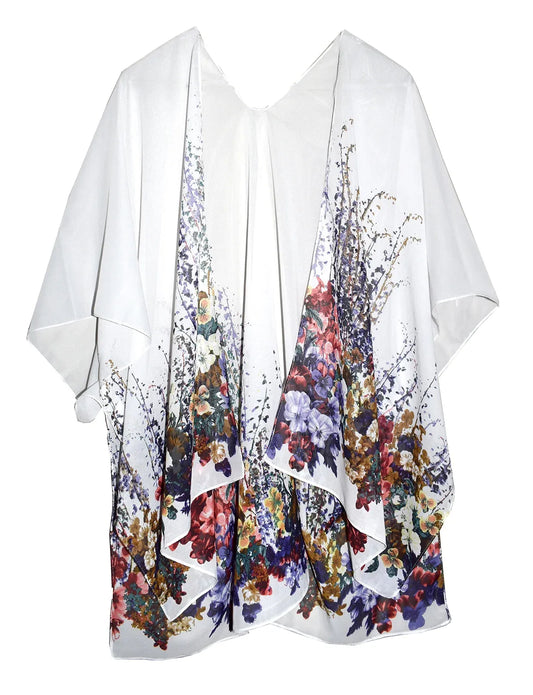 White Garden Kimono Shawl - Chic Meadow Boutique 