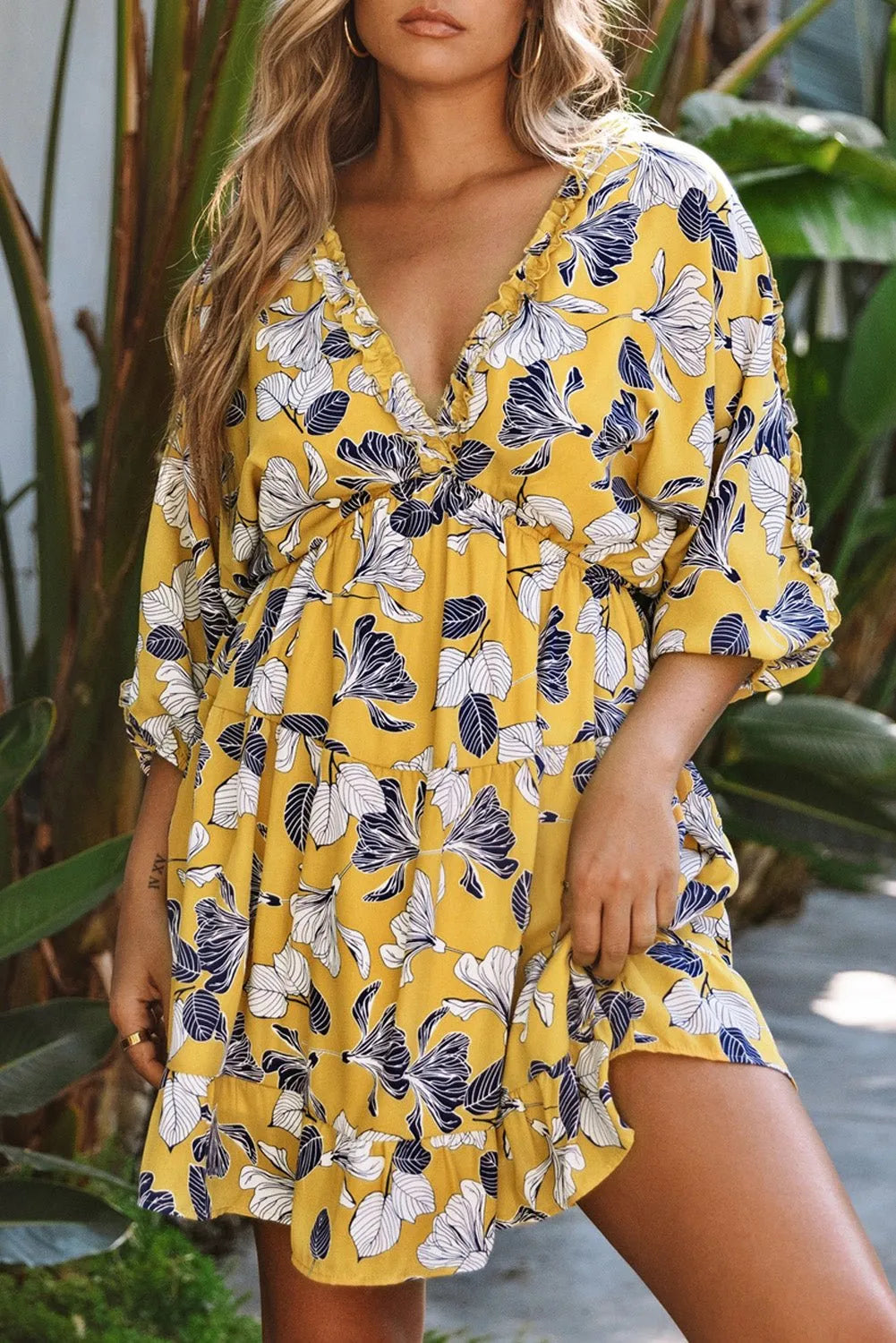 Sunshine Bliss Tiered Mini Dress - Chic Meadow Boutique 