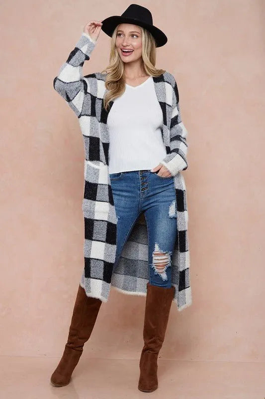 Sweater Duster Cardigan with Two Front Pocket - Chic Meadow Boutique 