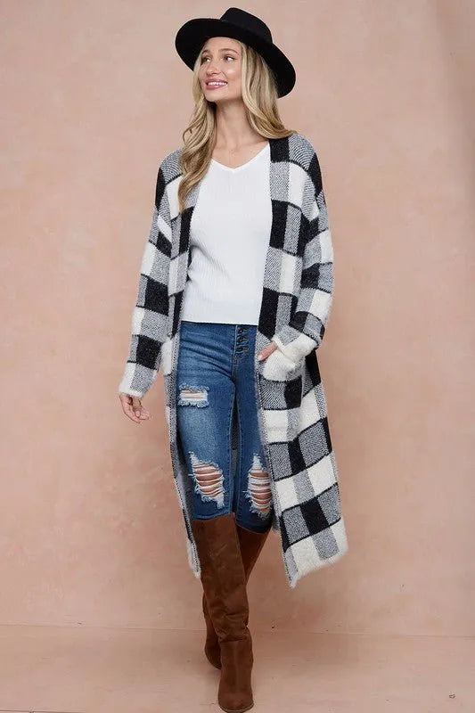 Sweater Duster Cardigan with Two Front Pocket - Chic Meadow Boutique 