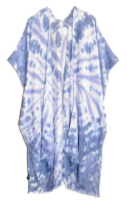 Tie Dye Purple 36" Long Kimono Shawl