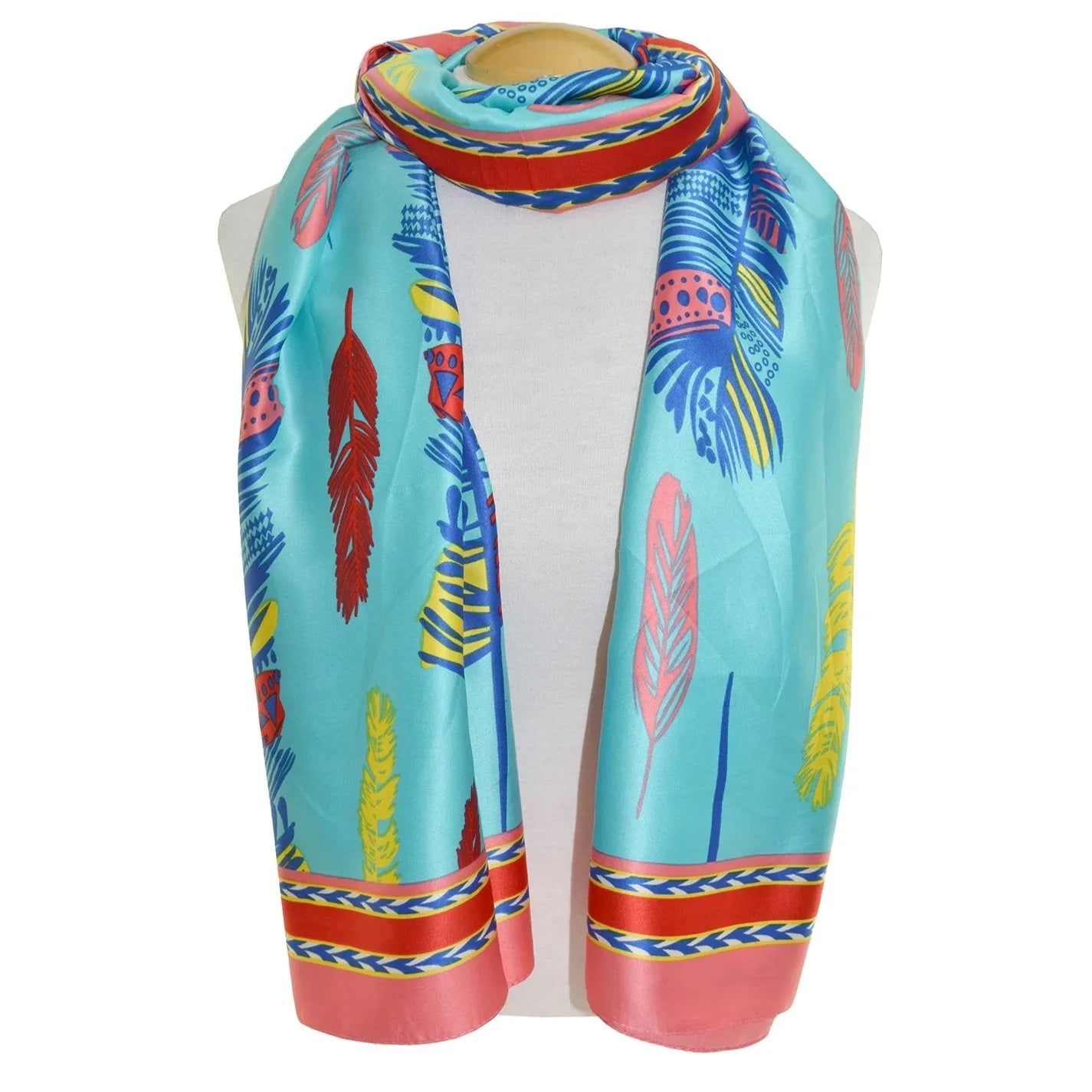 Turquoise Feathers Scarf - Chic Meadow Boutique 